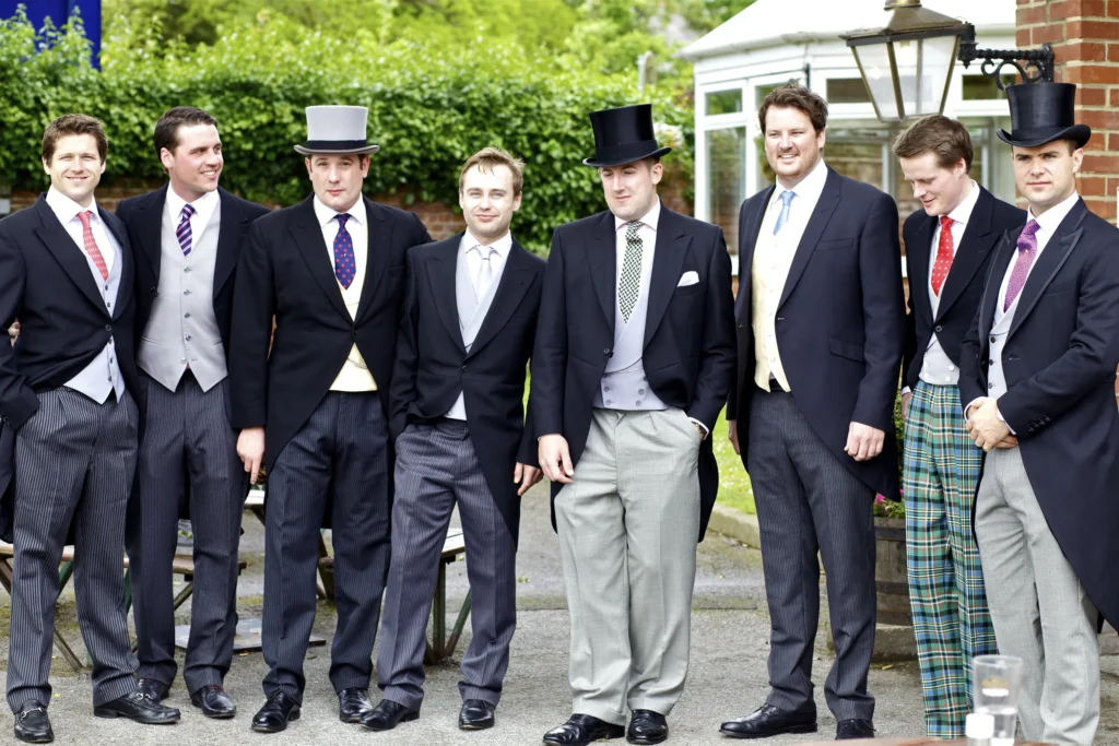 Yorkshire groom and his ushers in morning coat ahead of church wedding