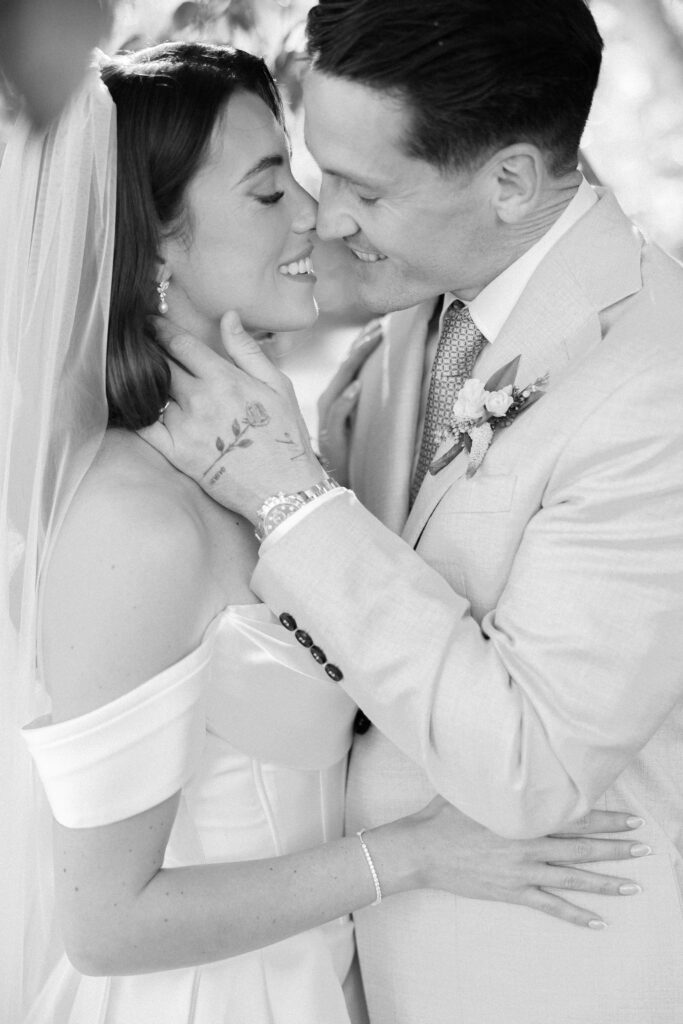 Shane and Taylor - close up image of the celebrating after their at home ceremony before their marquee wedding reception in Kent 